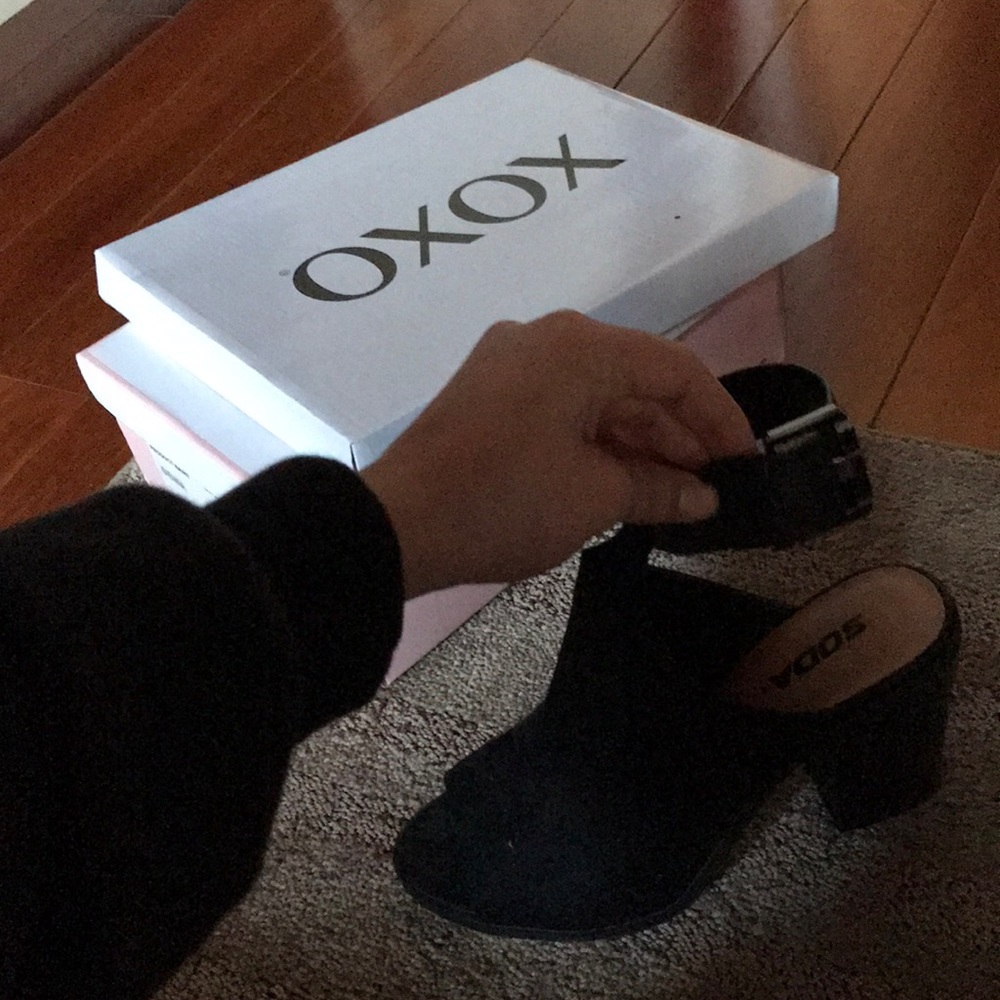 Black bootie heels